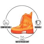 Neon Orange Chunky Platform Combat Boots for Women