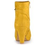 Yellow Ankle Boots with Slip-On Zip for Women