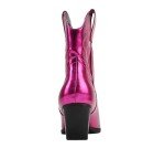 Magenta Metallic Low Heel Western Ankle Boots