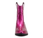 Magenta Metallic Low Heel Western Ankle Boots