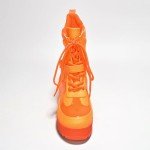 Neon Orange Chunky Platform Combat Boots for Women