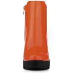 Vibrant Orange Block Heel Ankle Boots for Women