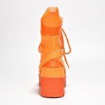 Neon Orange Chunky Platform Combat Boots for Women