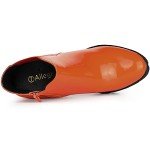 Vibrant Orange Block Heel Ankle Boots for Women