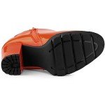 Vibrant Orange Block Heel Ankle Boots for Women
