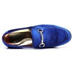 Stylish Blue Suede Loafers with Copper Chain