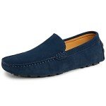 Men's Blue Handmade Suede Casual Loafers - Size 11