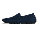 Men's Blue Handmade Suede Casual Loafers - Size 11