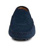 Men's Blue Handmade Suede Casual Loafers - Size 11