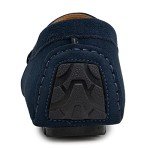 Men's Blue Handmade Suede Casual Loafers - Size 11