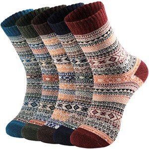 Cozy Vintage Knit Wool Socks - 5 Pairs