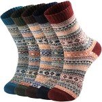 Cozy Vintage Knit Wool Socks - 5 Pairs