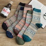 Cozy Vintage Knit Wool Socks - 5 Pairs