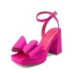 Stylish Hot Pink Bowknot Chunky Block Heels