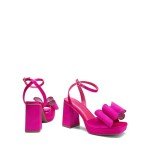 Stylish Hot Pink Bowknot Chunky Block Heels