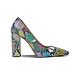 Colorful Snakeskin Chunky Heel Pumps for Women