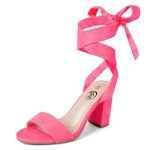 Hot Pink Strappy Block Heels for Women