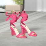 Hot Pink Strappy Block Heels for Women