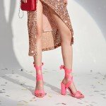 Hot Pink Strappy Block Heels for Women
