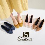 Shupua Women's Colorful Bow Pointed Toe Flats