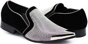 Sparkle Rhinestone Suede Loafers for Men