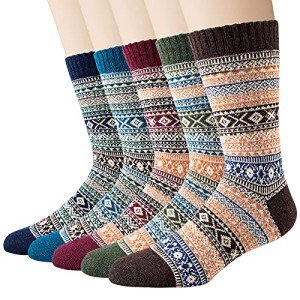 Men's Winter Wool Crew Socks - 6 Pairs