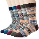 Men's Winter Wool Crew Socks - 6 Pairs
