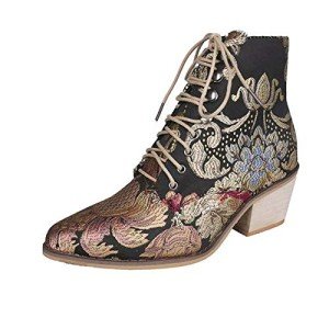 Colorful Women's Embroidered Block Heel Cowboy Boots