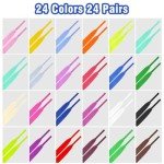 24 Pairs Colorful Flat Shoelaces for All Shoes