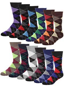 Colorful Argyle Dress Socks for Men – 12-Pack