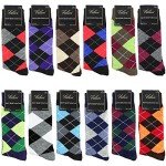 Colorful Argyle Dress Socks for Men – 12-Pack