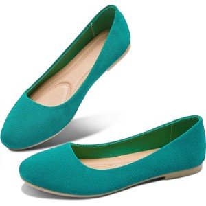 Colorful Women's Round Toe Ballet Flats - Green
