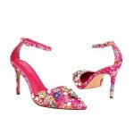 Colorful Rhinestone Floral Print Heels for Women