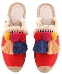 Colorful Women's Red Tassel Pom Pom Canvas Flats