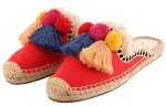 Colorful Women's Red Tassel Pom Pom Canvas Flats