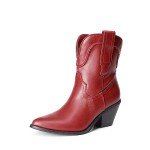 Red Cowboy Ankle Boots for Women