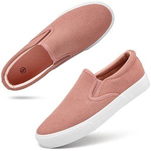 Women's Slip-On Canvas Sneakers in Suede Pink