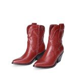Red Cowboy Ankle Boots for Women
