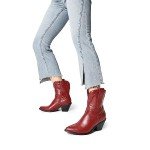 Red Cowboy Ankle Boots for Women
