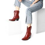 Red Cowboy Ankle Boots for Women