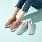 Women's Slip-On Canvas Sneakers in Suede Pink