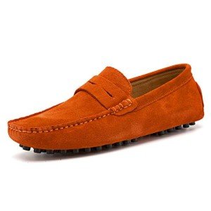 Men's Orange Slip-On Moccasin Driving Shoes