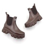 Amoji Waterproof Platform Chelsea Rain Boots - Brown