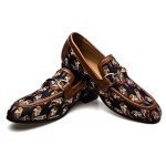 Colorful Men's Leather Slip-On Loafers – Brown