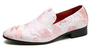 Colorful Embroidered Pink Men's Penny Loafers