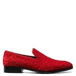 Stacy Adams Red Velour Slip-On Loafers for Men