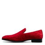 Stacy Adams Red Velour Slip-On Loafers for Men