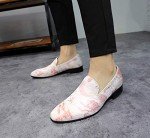 Colorful Embroidered Pink Men's Penny Loafers