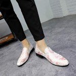 Colorful Embroidered Pink Men's Penny Loafers