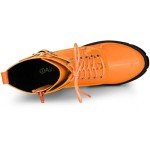 Allegra K Orange Zip Platform Chunky Heel Boots